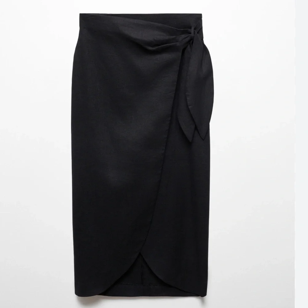 MANGO Linen-Blend Wrap Skirt - Picture 2 of 10